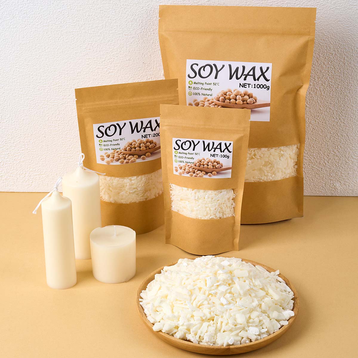 Candle Making Diy Kit - 1 Pound Saf Beyaz Soya Balmumu