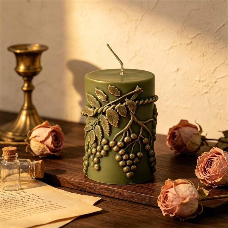 Candle Making Vinings - Rustik Rölyef Meyveli Yaprak Asma Üzüm