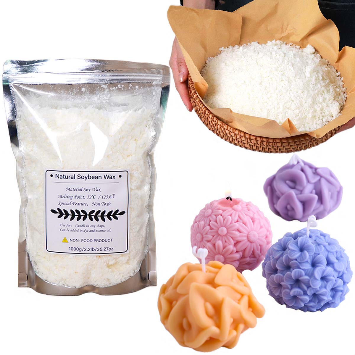 Candle Making Diy Kit - 100/250/500/1000g Doğal Soya Balmumu Pul DIY