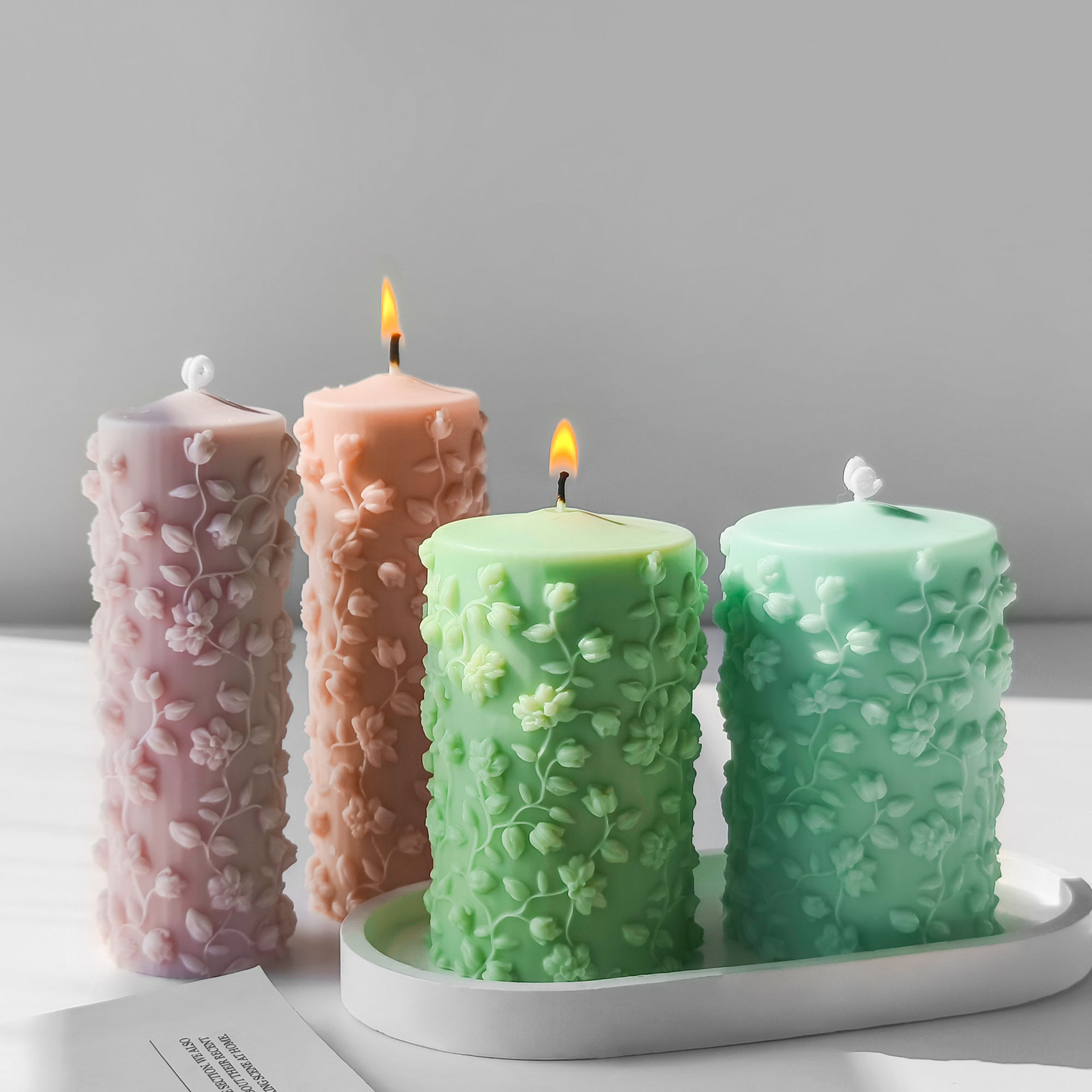 Candle Making Vinings - 3D Silindir Kabartmalı Sarmaşıklar Kalıpları DIY