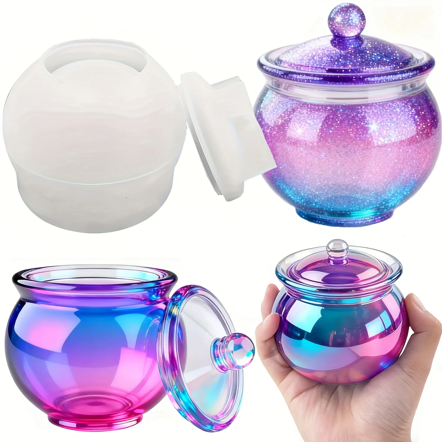 Candle Making Jars - 1 takım yuvarlak reçine kalıp seti,